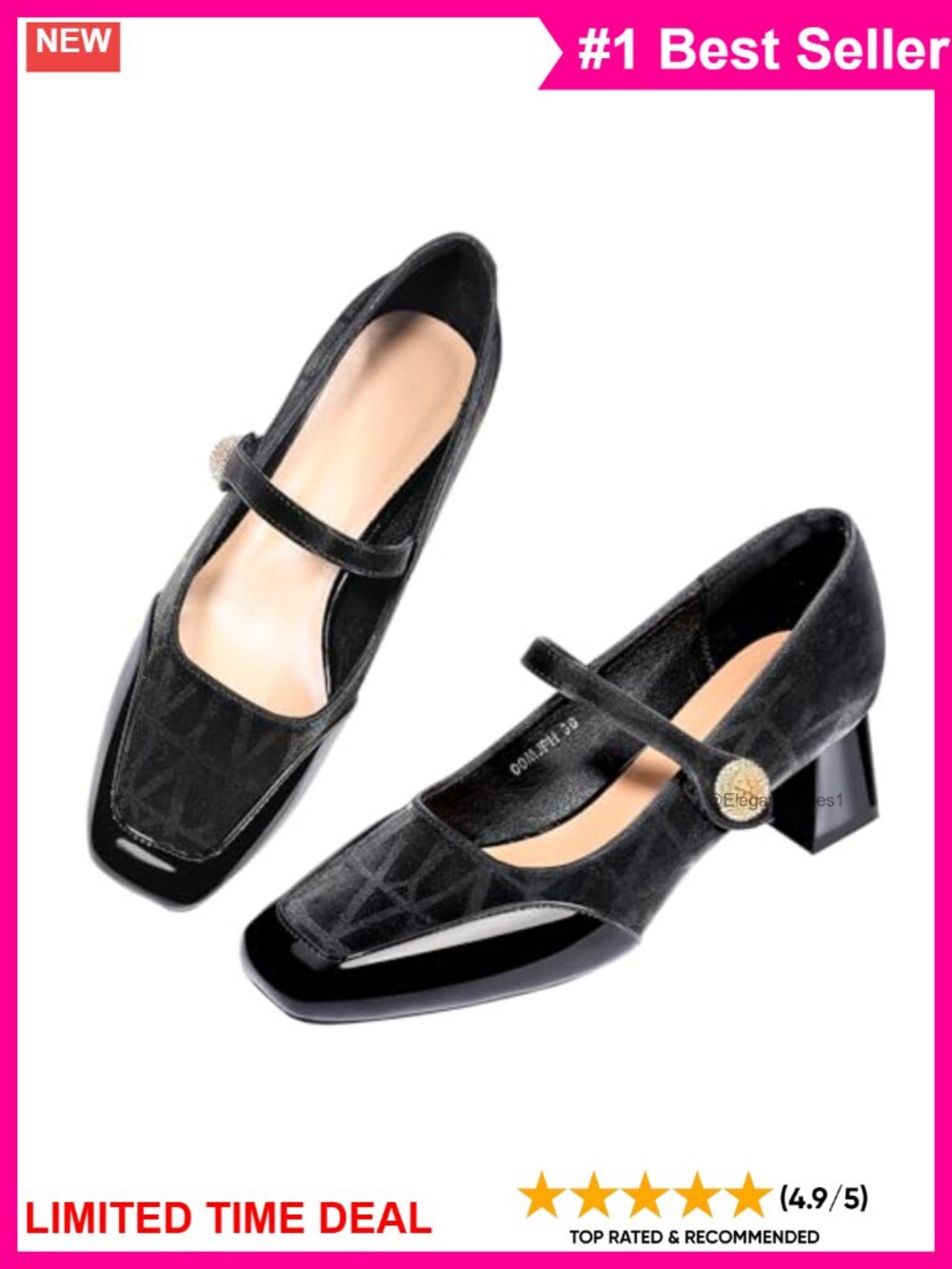 Square Toe Mary Jane Chunky Block Heels Pumps Dress Shoes